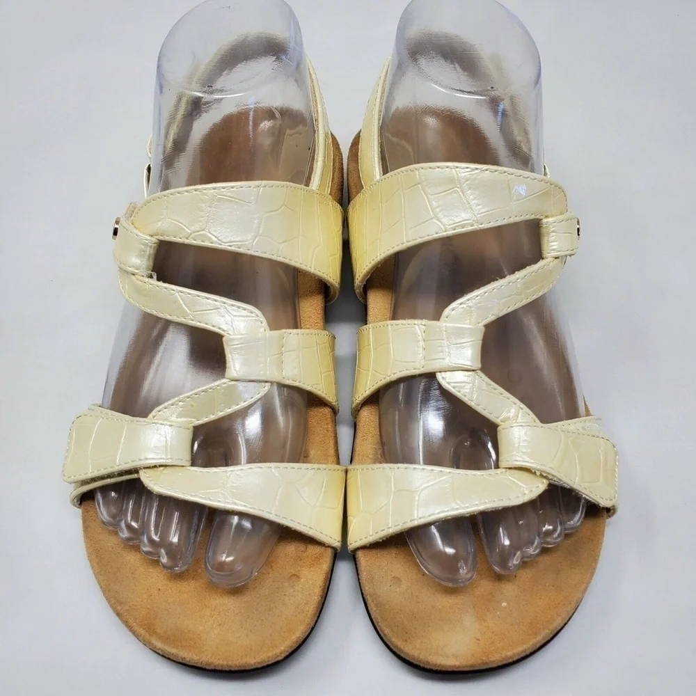 Vionic Paros Backstrap Sandals Womens Size 7 Pearl Ivory Croc Open Toe